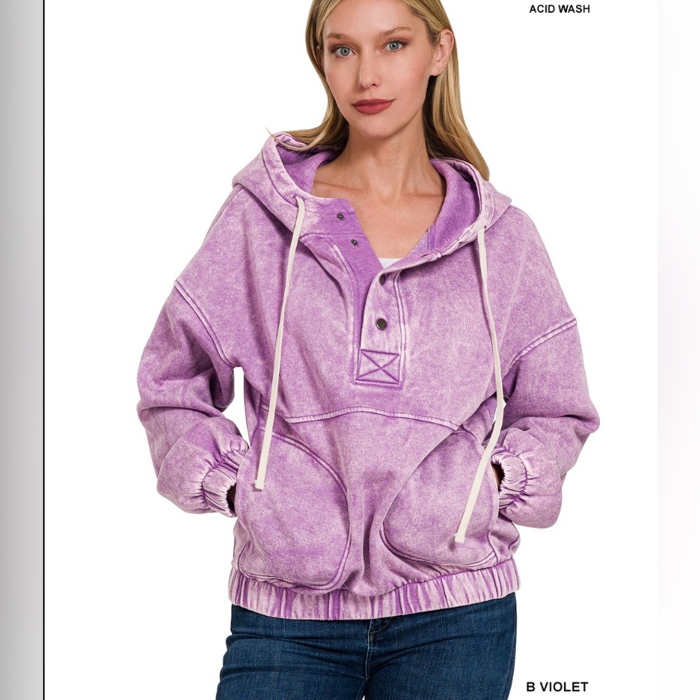 101  9 colors ❤️ ZENANA ACID WASH FLEECE
OVERSIZED POCKET HOODIE